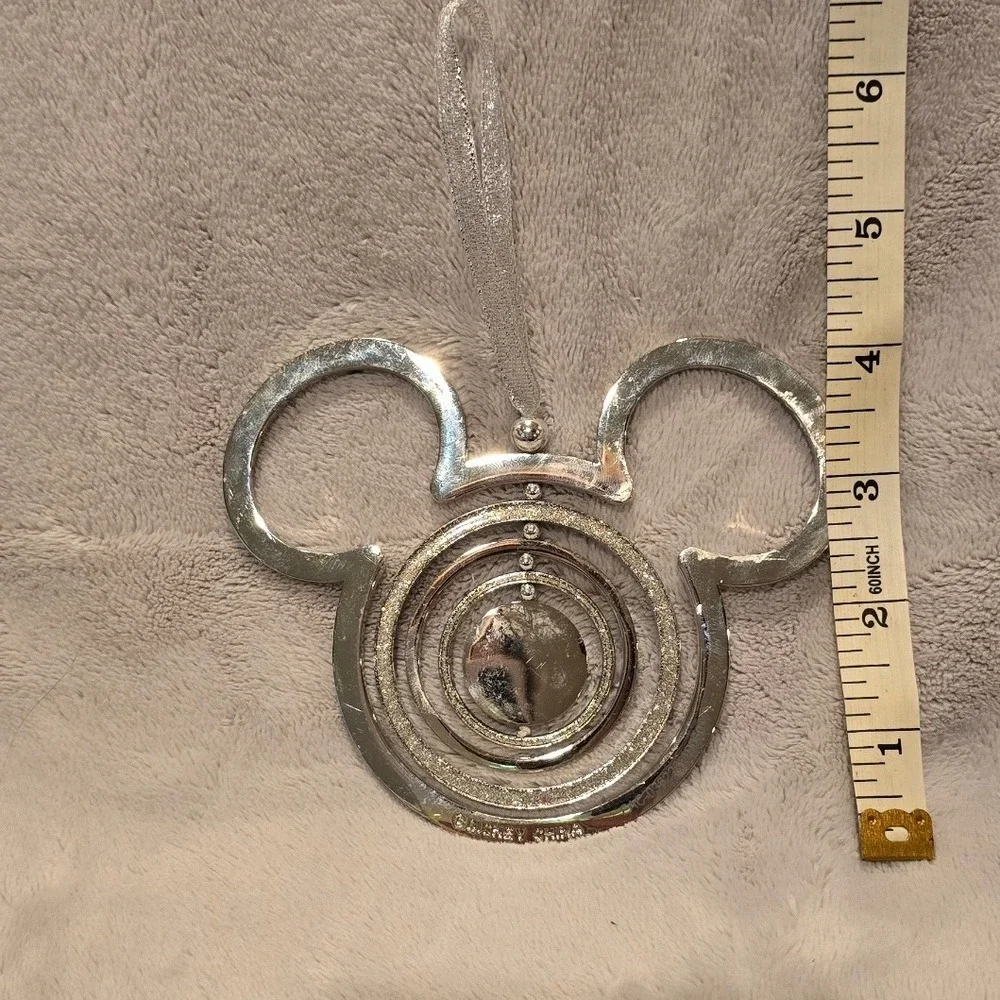 Disney Mickey Mouse Silver Glitter Concentric Ring‎ Metal Christmas Ornament